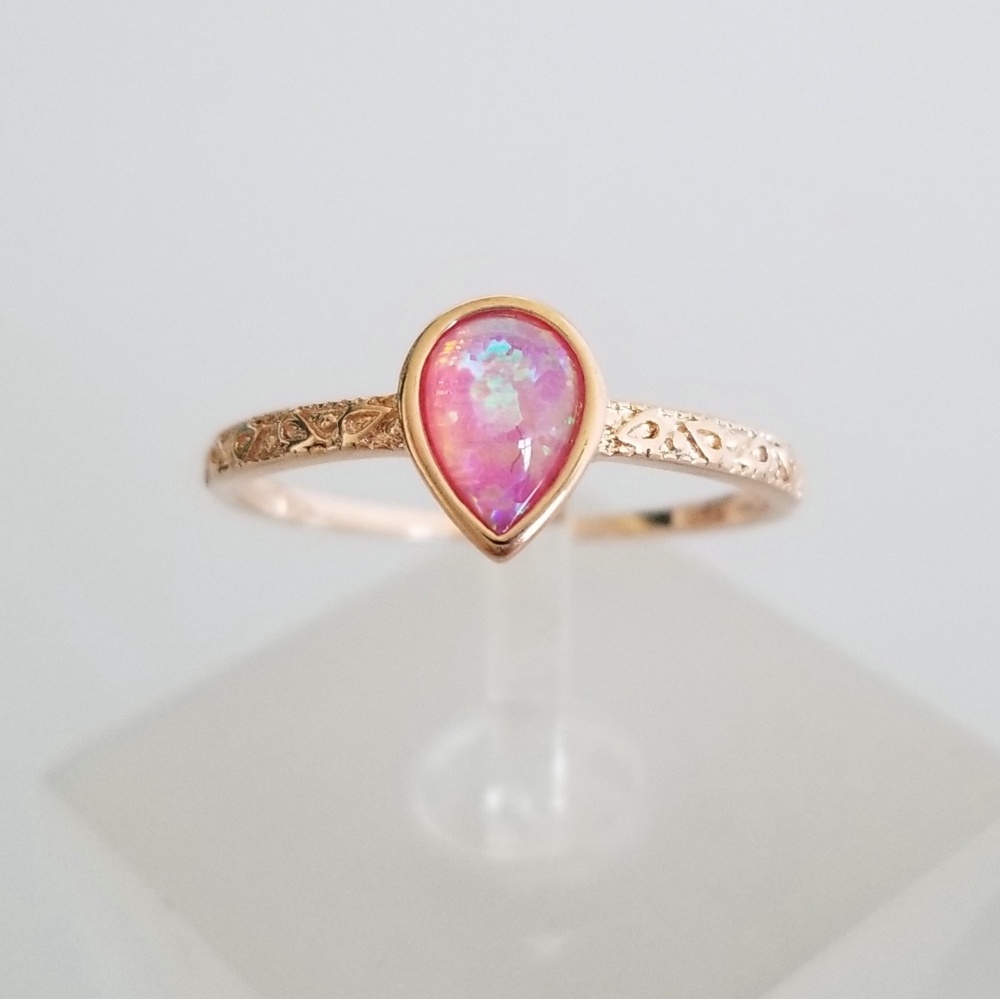 18k Over Sterling Pink Opal Ring
